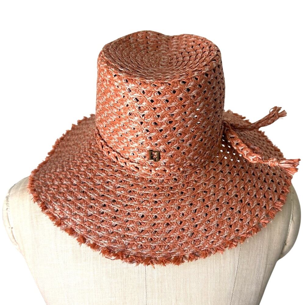 Eric Javits Raffia Sun Hat in Soft Orange Size Medium Vacation Beach - Picture 3 of 6